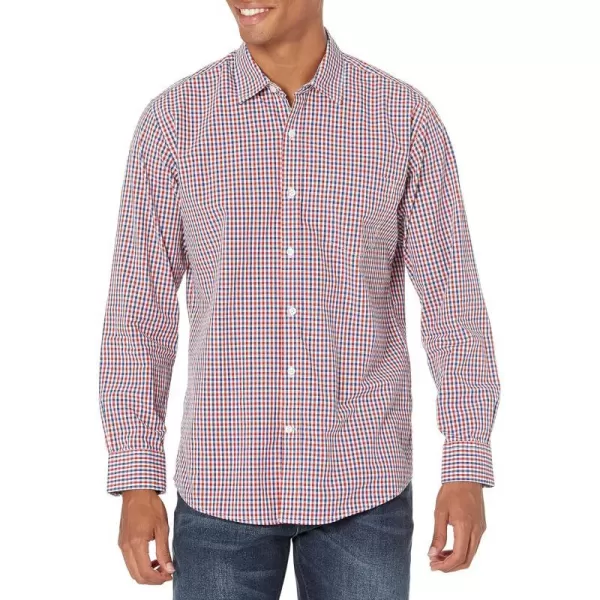 Amazon Essentials Mens RegularFit LongSleeve Casual Poplin ShirtBlue Red Gingham