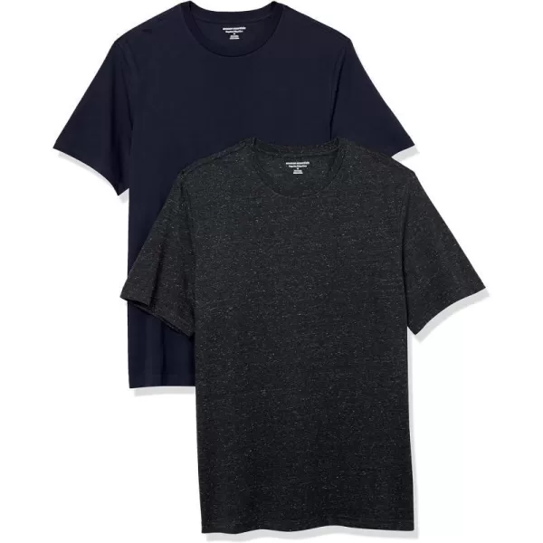 Amazon Essentials Mens RegularFit ShortSleeve Crewneck TShirt Pack of 2NavyCharcoal Heather