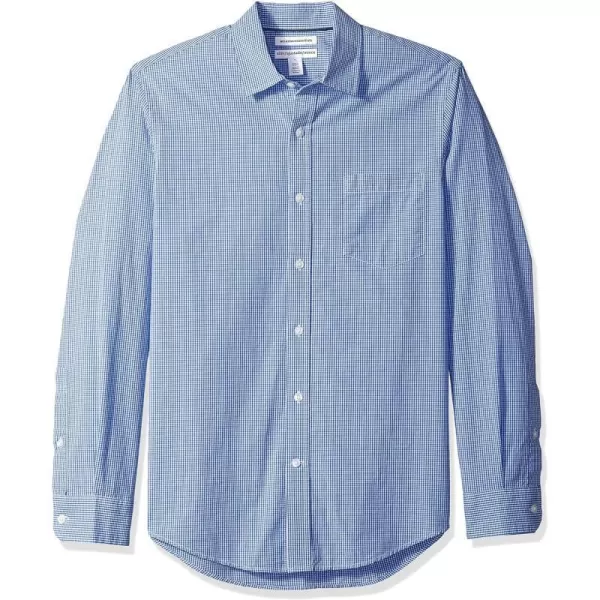 Amazon Essentials Mens SlimFit LongSleeve Poplin ShirtBlue Gingham