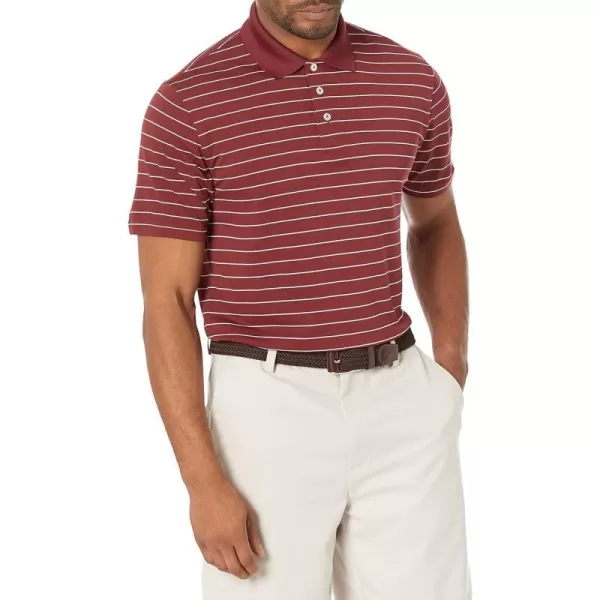 Amazon Essentials Mens SlimFit QuickDry Golf Polo ShirtBurgundy Stripe