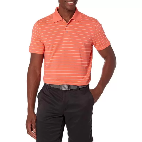 Amazon Essentials Mens SlimFit QuickDry Golf Polo ShirtCoral Orange Stripe