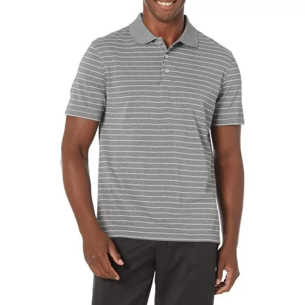 Amazon Essentials Mens SlimFit QuickDry Golf Polo ShirtMedium Grey Heather Stripe