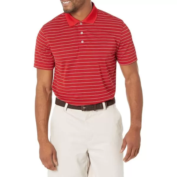 Amazon Essentials Mens SlimFit QuickDry Golf Polo ShirtRed White Stripe