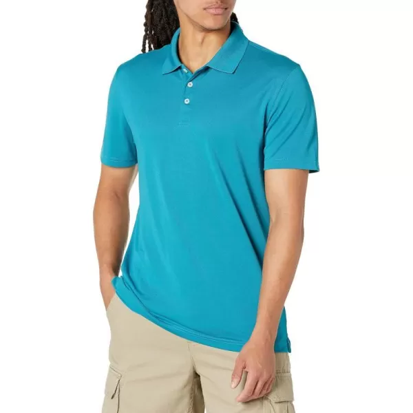 Amazon Essentials Mens SlimFit QuickDry Golf Polo ShirtTeal Blue