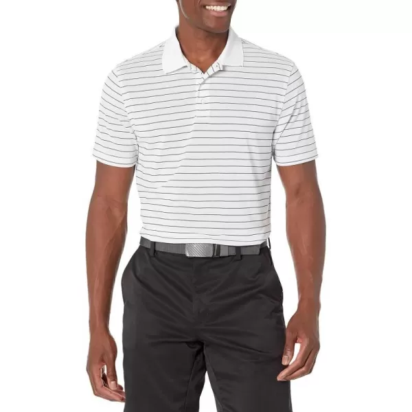 Amazon Essentials Mens SlimFit QuickDry Golf Polo ShirtWhite Stripe