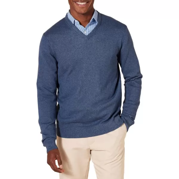 Amazon Essentials Mens VNeck Sweater Available in Big amp TallBlue Heather