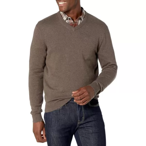 Amazon Essentials Mens VNeck Sweater Available in Big amp TallBrown Heather