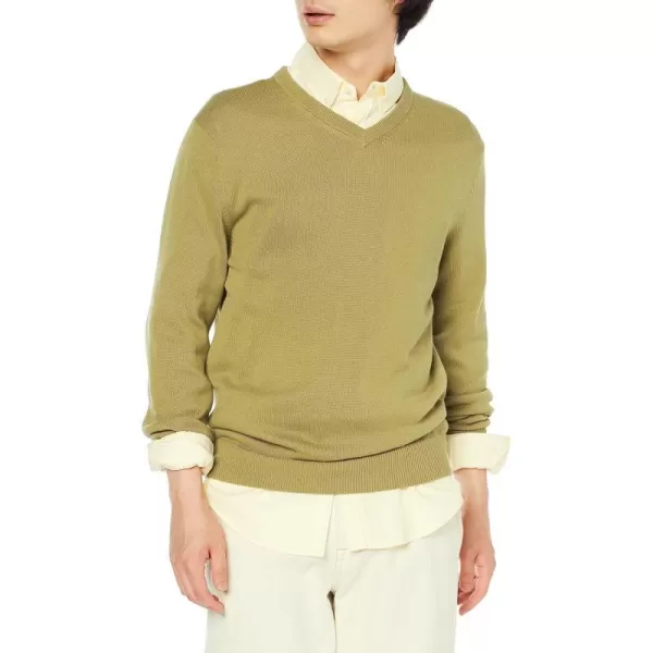 Amazon Essentials Mens VNeck Sweater Available in Big amp TallGolden Olive