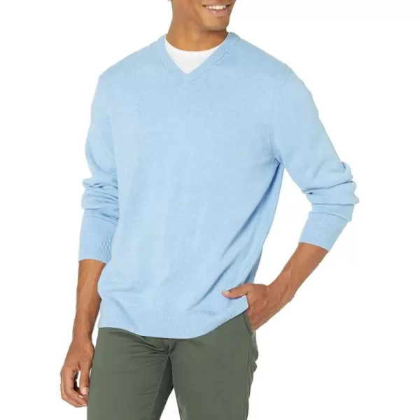 Amazon Essentials Mens VNeck Sweater Available in Big amp TallLight Blue Heather