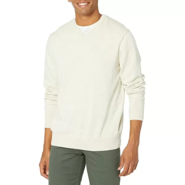 Amazon Essentials Mens VNeck Sweater Available in Big amp TallOatmeal Heather