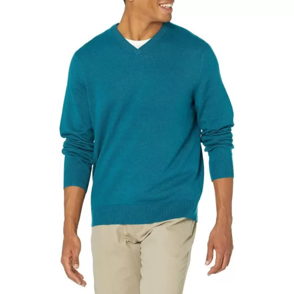 Amazon Essentials Mens VNeck Sweater Available in Big amp TallTeal Blue Heather