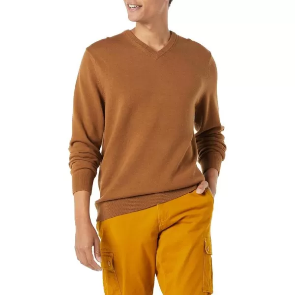 Amazon Essentials Mens VNeck Sweater Available in Big amp TallToffee Brown