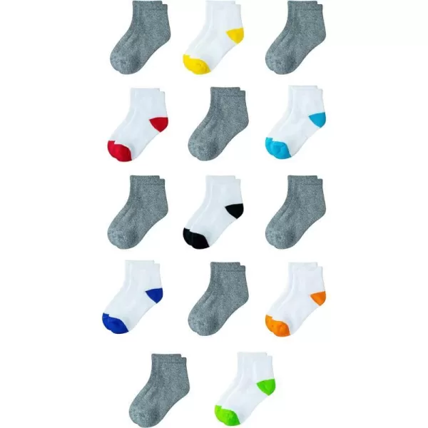 Amazon Essentials Unisex Kids and Toddlers Cotton Ankle Socks 14 PairsWhiteGrey