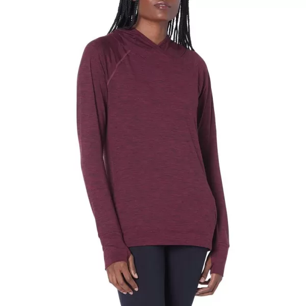 Amazon Essentials Womens Brushed Tech Stretch Popover Hoodie Available in Plus SizeBurgundy Space Dye