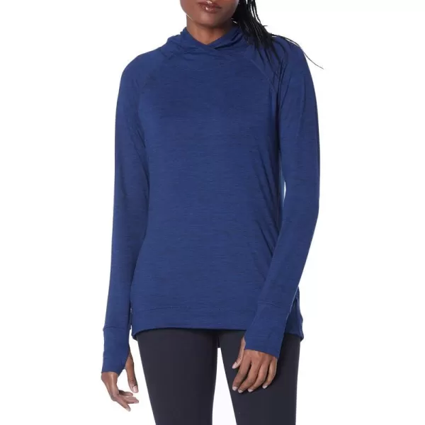 Amazon Essentials Womens Brushed Tech Stretch Popover Hoodie Available in Plus SizeNavy Space Dye