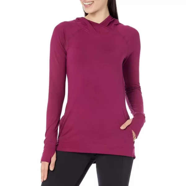 Amazon Essentials Womens Brushed Tech Stretch Popover Hoodie Available in Plus SizePlum