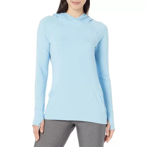 Amazon Essentials Womens Brushed Tech Stretch Popover Hoodie Available in Plus SizePowder Blue