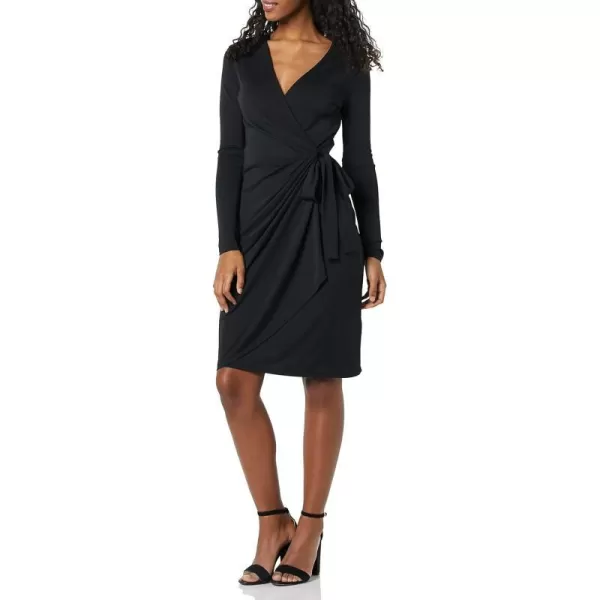 Amazon Essentials Womens Long Sleeve Classic Wrap Dress Available in Plus SizeBlack