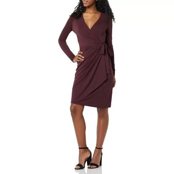 Amazon Essentials Womens Long Sleeve Classic Wrap Dress Available in Plus SizeBurgundy