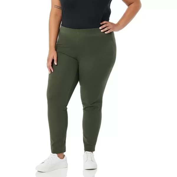 Amazon Essentials Womens SlimFit BiStretch Side Zip Ankle PantDark Green