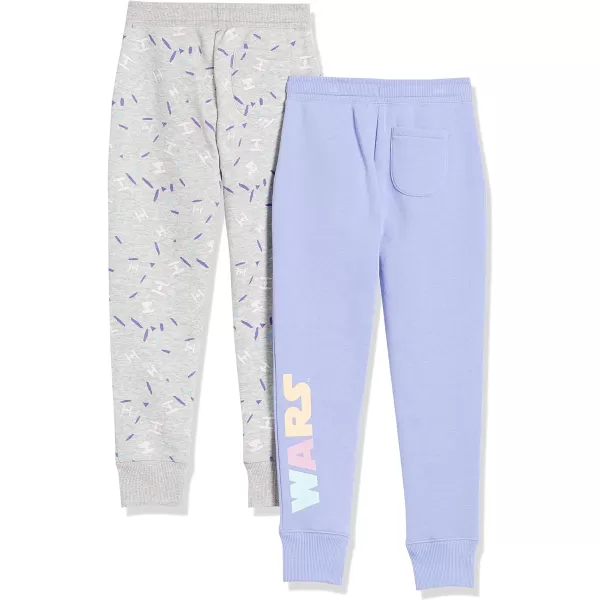 Amazon Essentials Disney  Marvel  Star Wars  Frozen  Princess Girls and Toddlers Fleece Jogger Sweatpants Pack of 2Grey HeatherWashed Lilac Star Wars Logo