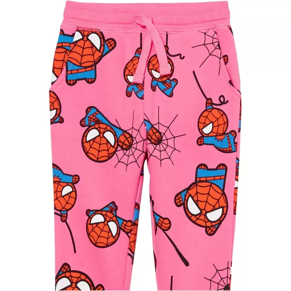 Amazon Essentials Disney  Marvel  Star Wars  Frozen  Princess Girls and Toddlers Fleece Jogger Sweatpants Pack of 2PinkMarvel Spiderman