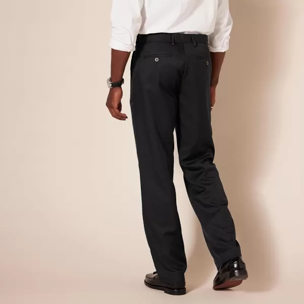 Amazon Essentials Mens ClassicFit ExpandableWaist FlatFront Dress PantPolyester Black