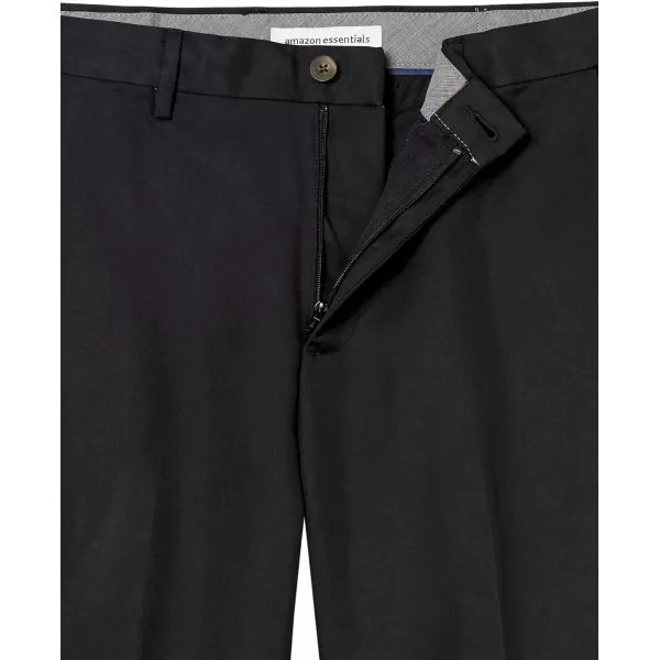 Amazon Essentials Mens ClassicFit ExpandableWaist FlatFront Dress PantPolyester Black