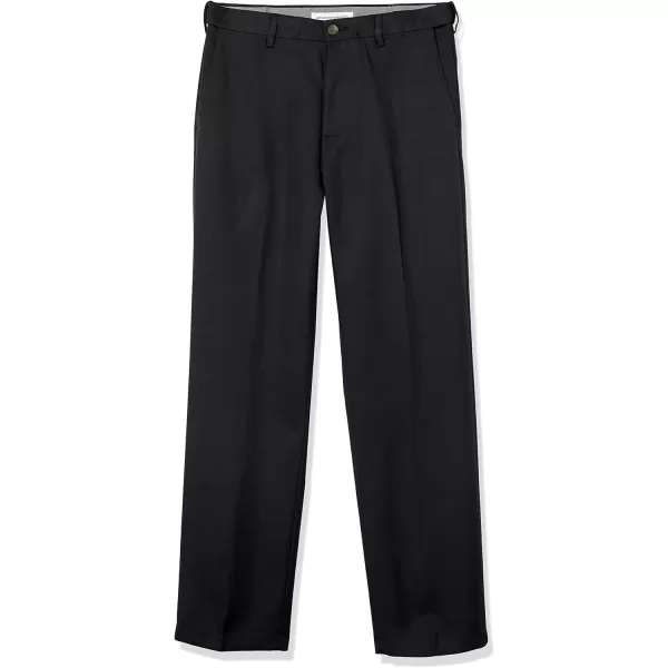 Amazon Essentials Mens ClassicFit ExpandableWaist FlatFront Dress PantRecycled Polyester Black