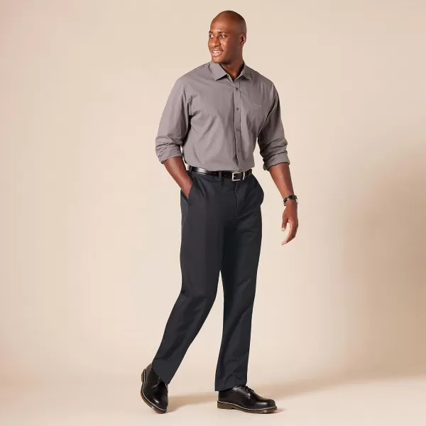 Amazon Essentials Mens ClassicFit ExpandableWaist FlatFront Dress PantRecycled Polyester Black
