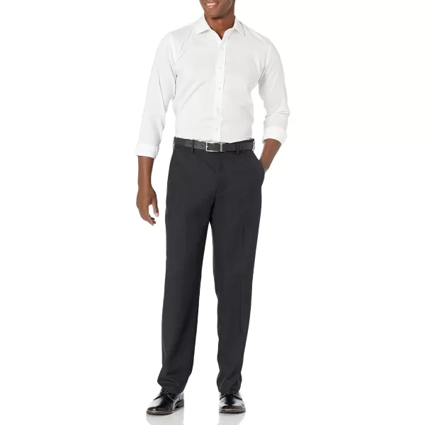 Amazon Essentials Mens ClassicFit ExpandableWaist FlatFront Dress PantRecycled Polyester Black