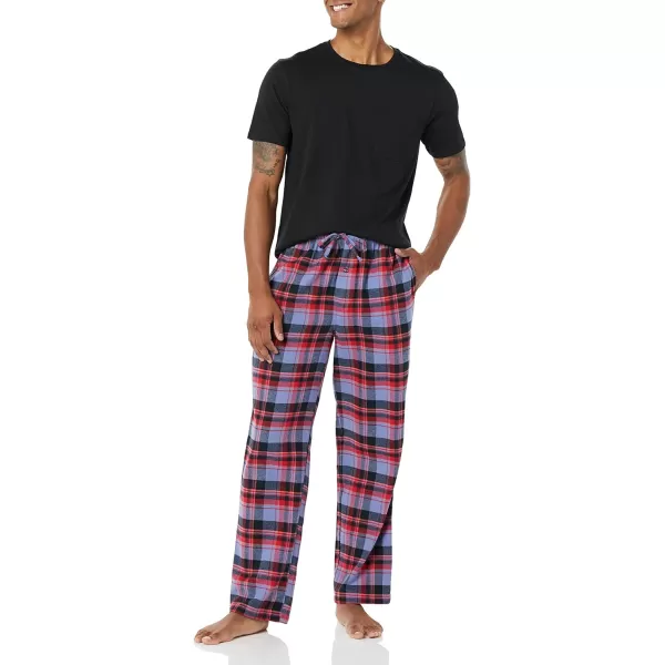 Amazon Essentials Mens Flannel Pajama Pant Available in Big amp TallBlack Blue Mixed Tartan