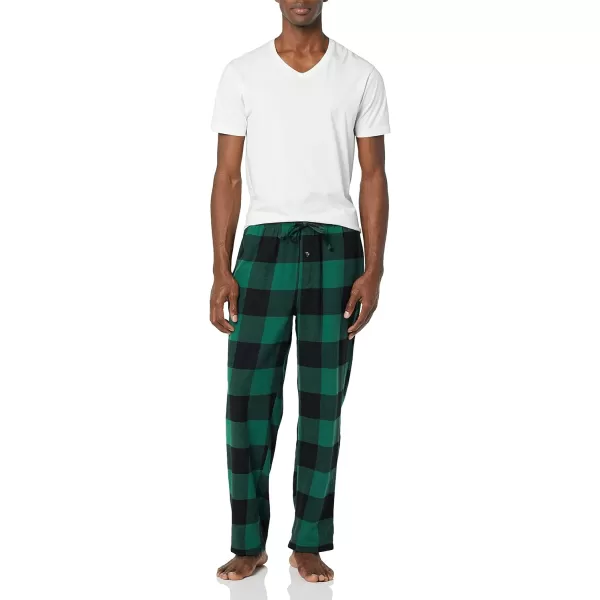 Amazon Essentials Mens Flannel Pajama Pant Available in Big amp TallBlack Green Buffalo Plaid