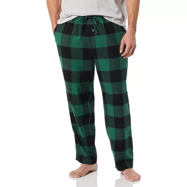 Amazon Essentials Mens Flannel Pajama Pant Available in Big amp TallBlack Green Buffalo Plaid