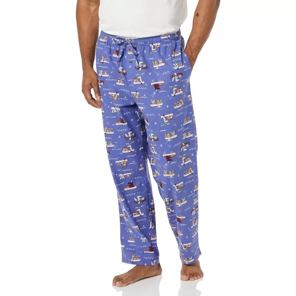 Amazon Essentials Mens Flannel Pajama Pant Available in Big amp TallDeep Blue Boat Party