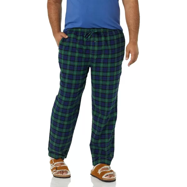 Amazon Essentials Mens Flannel Pajama Pant Available in Big amp TallGreen Royal Blue Tartan Plaid