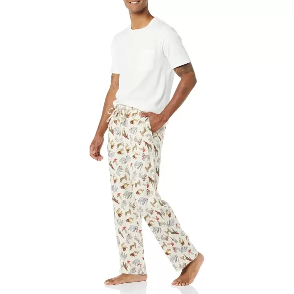 Amazon Essentials Mens Flannel Pajama Pant Available in Big amp TallLight Beige Party Animals