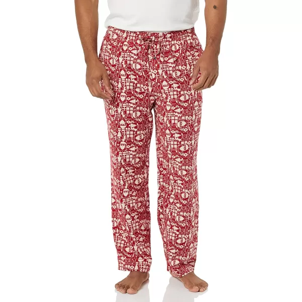 Amazon Essentials Mens Flannel Pajama Pant Available in Big amp TallRed Mono Santa