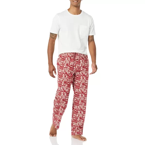 Amazon Essentials Mens Flannel Pajama Pant Available in Big amp TallRed Mono Santa