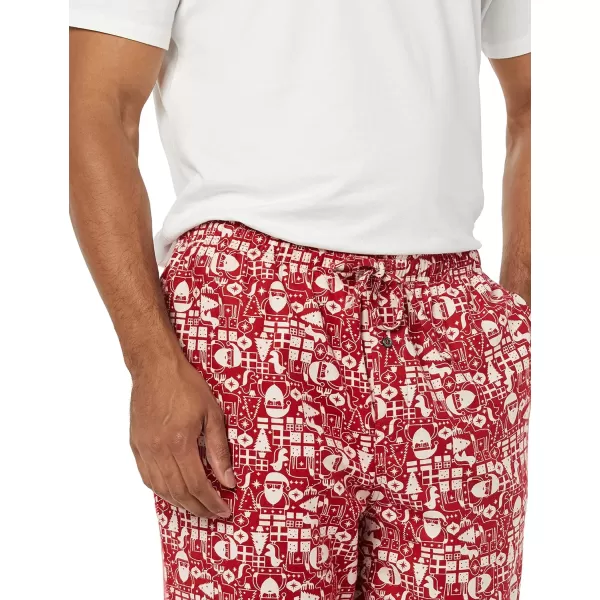 Amazon Essentials Mens Flannel Pajama Pant Available in Big amp TallRed Mono Santa