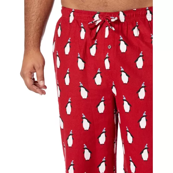 Amazon Essentials Mens Flannel Pajama Pant Available in Big amp TallRed Penguin