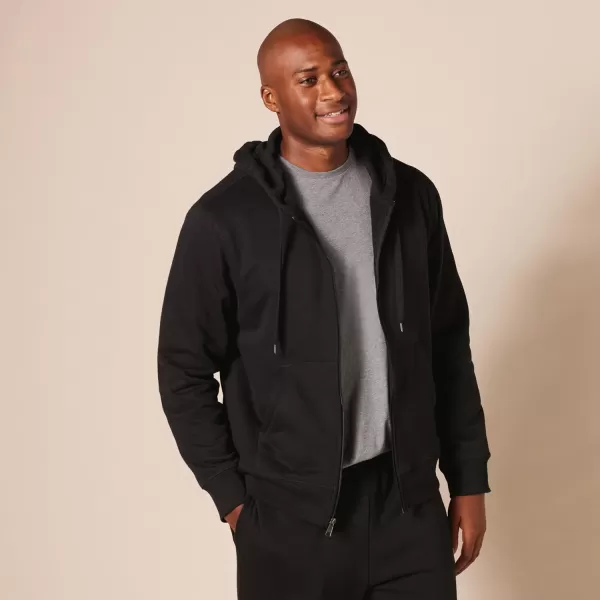 Amazon Essentials Mens FullZip Hooded Fleece Sweatshirt Available in Big amp TallBlack