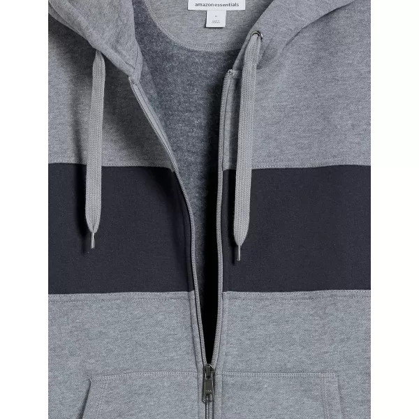 Amazon Essentials Mens FullZip Hooded Fleece Sweatshirt Available in Big amp TallBlack Grey Heather