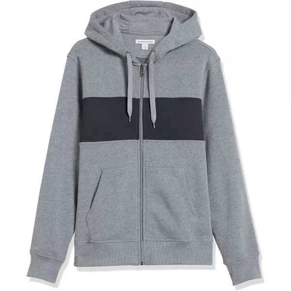 Amazon Essentials Mens FullZip Hooded Fleece Sweatshirt Available in Big amp TallBlack Grey Heather