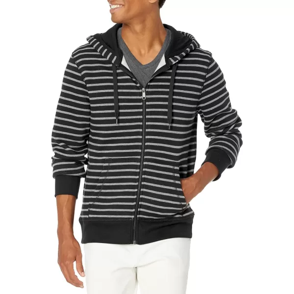 Amazon Essentials Mens FullZip Hooded Fleece Sweatshirt Available in Big amp TallBlack Stripe