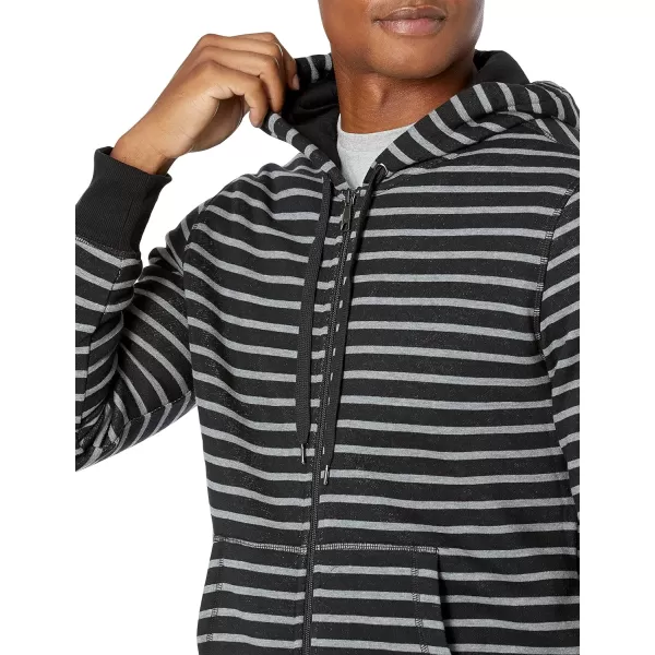 Amazon Essentials Mens FullZip Hooded Fleece Sweatshirt Available in Big amp TallBlack Stripe