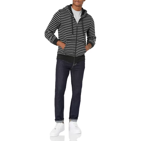 Amazon Essentials Mens FullZip Hooded Fleece Sweatshirt Available in Big amp TallBlack Stripe