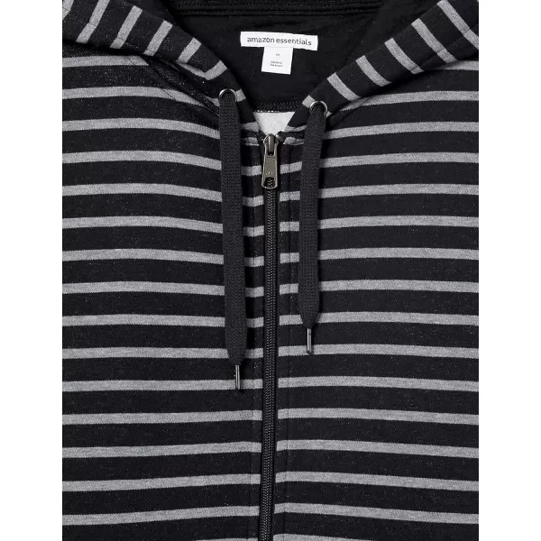 Amazon Essentials Mens FullZip Hooded Fleece Sweatshirt Available in Big amp TallBlack Stripe