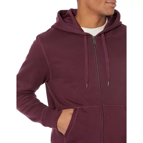 Amazon Essentials Mens FullZip Hooded Fleece Sweatshirt Available in Big amp TallBurgundy