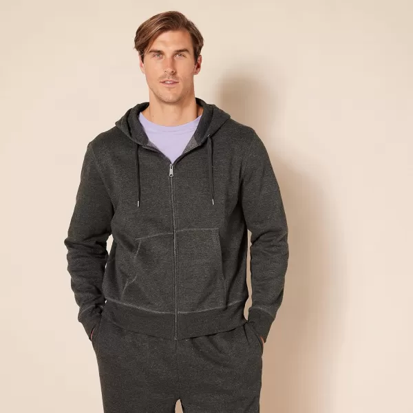 Amazon Essentials Mens FullZip Hooded Fleece Sweatshirt Available in Big amp TallCharcoal Heather